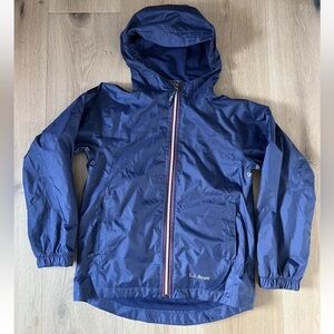 LL BEAN Boy's Navy Blue Full Zip Windbreaker Nylon Jacket - Kids Size 10 *E21